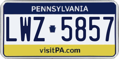 PA license plate LWZ5857