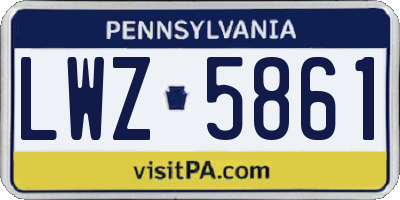 PA license plate LWZ5861