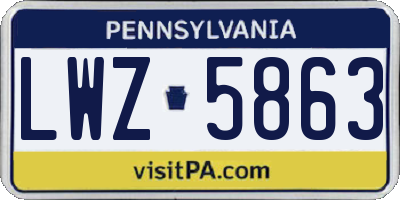 PA license plate LWZ5863