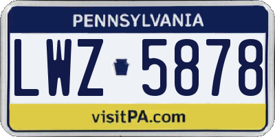 PA license plate LWZ5878