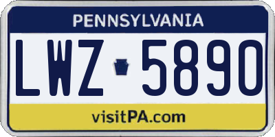 PA license plate LWZ5890