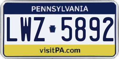 PA license plate LWZ5892