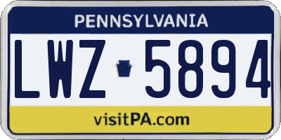 PA license plate LWZ5894