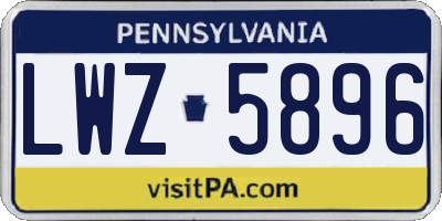 PA license plate LWZ5896