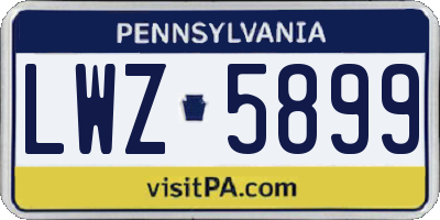PA license plate LWZ5899
