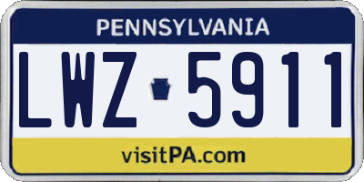 PA license plate LWZ5911