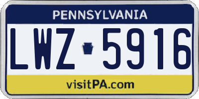 PA license plate LWZ5916