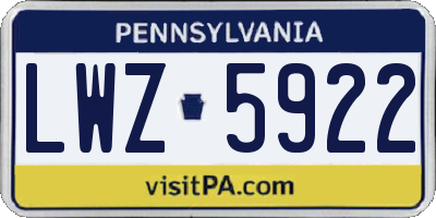 PA license plate LWZ5922