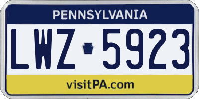 PA license plate LWZ5923