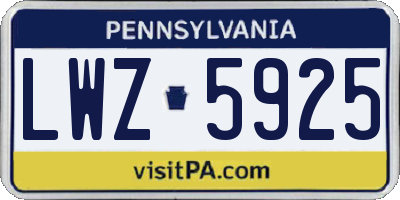 PA license plate LWZ5925