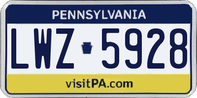PA license plate LWZ5928