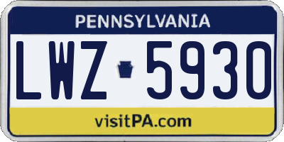 PA license plate LWZ5930