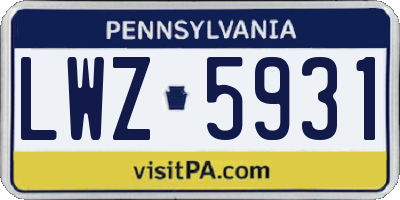 PA license plate LWZ5931