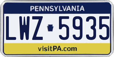PA license plate LWZ5935