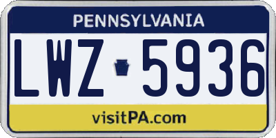 PA license plate LWZ5936