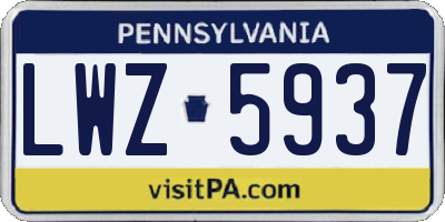 PA license plate LWZ5937