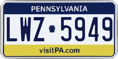 PA license plate LWZ5949