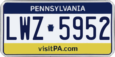 PA license plate LWZ5952