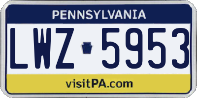 PA license plate LWZ5953