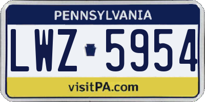 PA license plate LWZ5954