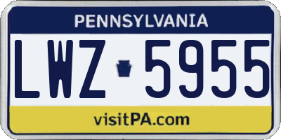 PA license plate LWZ5955