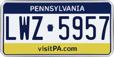 PA license plate LWZ5957