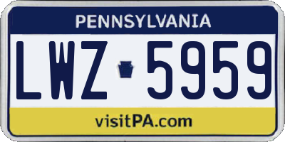 PA license plate LWZ5959
