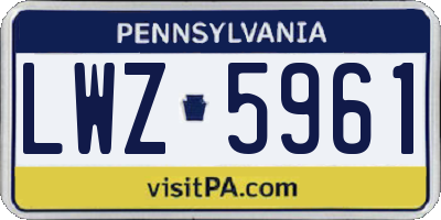PA license plate LWZ5961