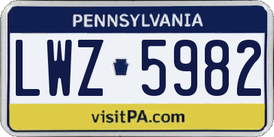 PA license plate LWZ5982