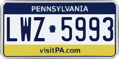PA license plate LWZ5993