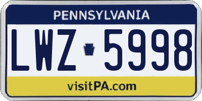 PA license plate LWZ5998