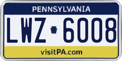 PA license plate LWZ6008
