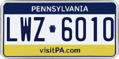 PA license plate LWZ6010