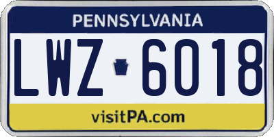 PA license plate LWZ6018