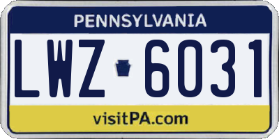 PA license plate LWZ6031