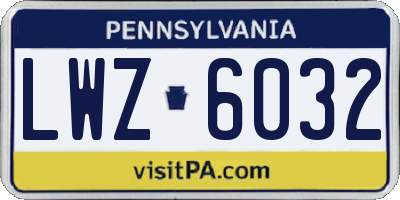 PA license plate LWZ6032