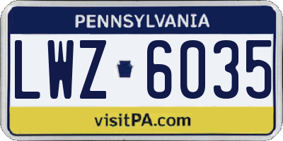 PA license plate LWZ6035