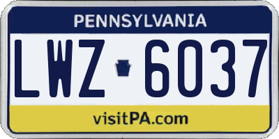 PA license plate LWZ6037