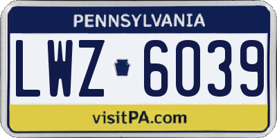 PA license plate LWZ6039