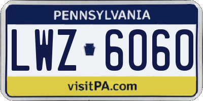 PA license plate LWZ6060