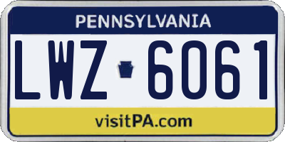PA license plate LWZ6061