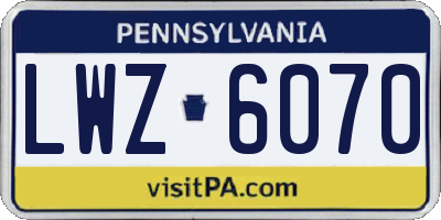 PA license plate LWZ6070