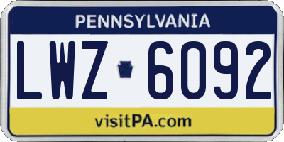 PA license plate LWZ6092