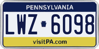 PA license plate LWZ6098