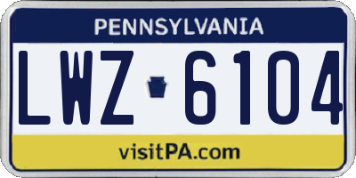 PA license plate LWZ6104