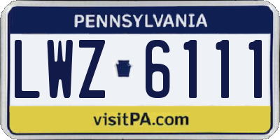 PA license plate LWZ6111