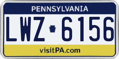 PA license plate LWZ6156