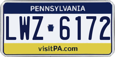 PA license plate LWZ6172