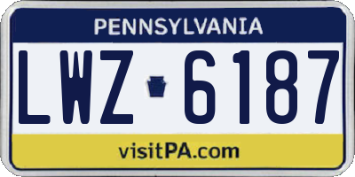 PA license plate LWZ6187