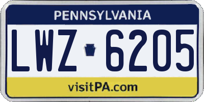 PA license plate LWZ6205
